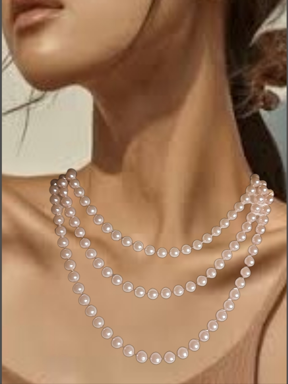 Extra Long Light White Faux Pearls Necklace 70" NWOT